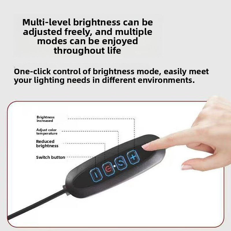 Double Head LED Desk Lamp Dimmable PC Monitor Light USB Table Lamps Black