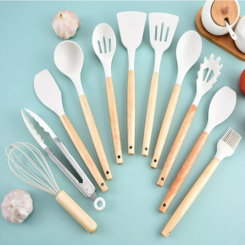 19pcs Set Non-Stick Silicone Kitchen Utensil Spatula Spoon Cooking Cookware Gift