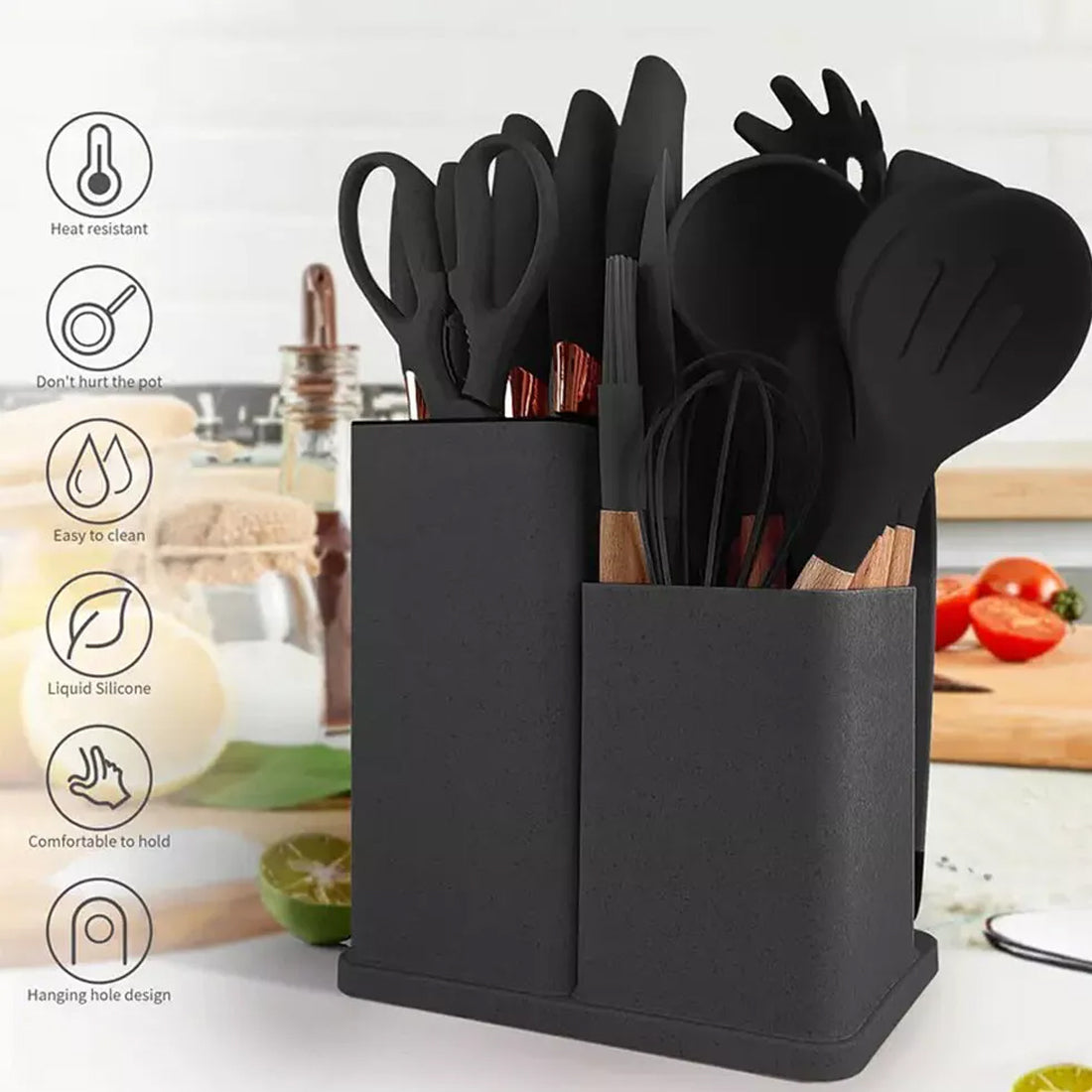 19pcs Set Non-Stick Silicone Kitchen Utensil Spatula Spoon Cooking Cookware Gift