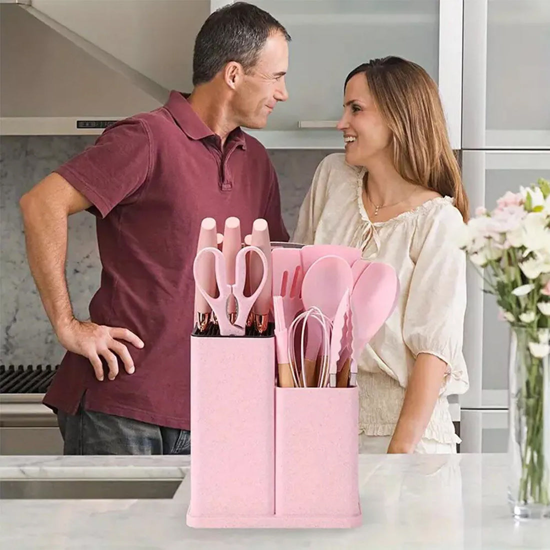 19pcs Set Non-Stick Silicone Kitchen Utensil Spatula Spoon Cooking Cookware Gift